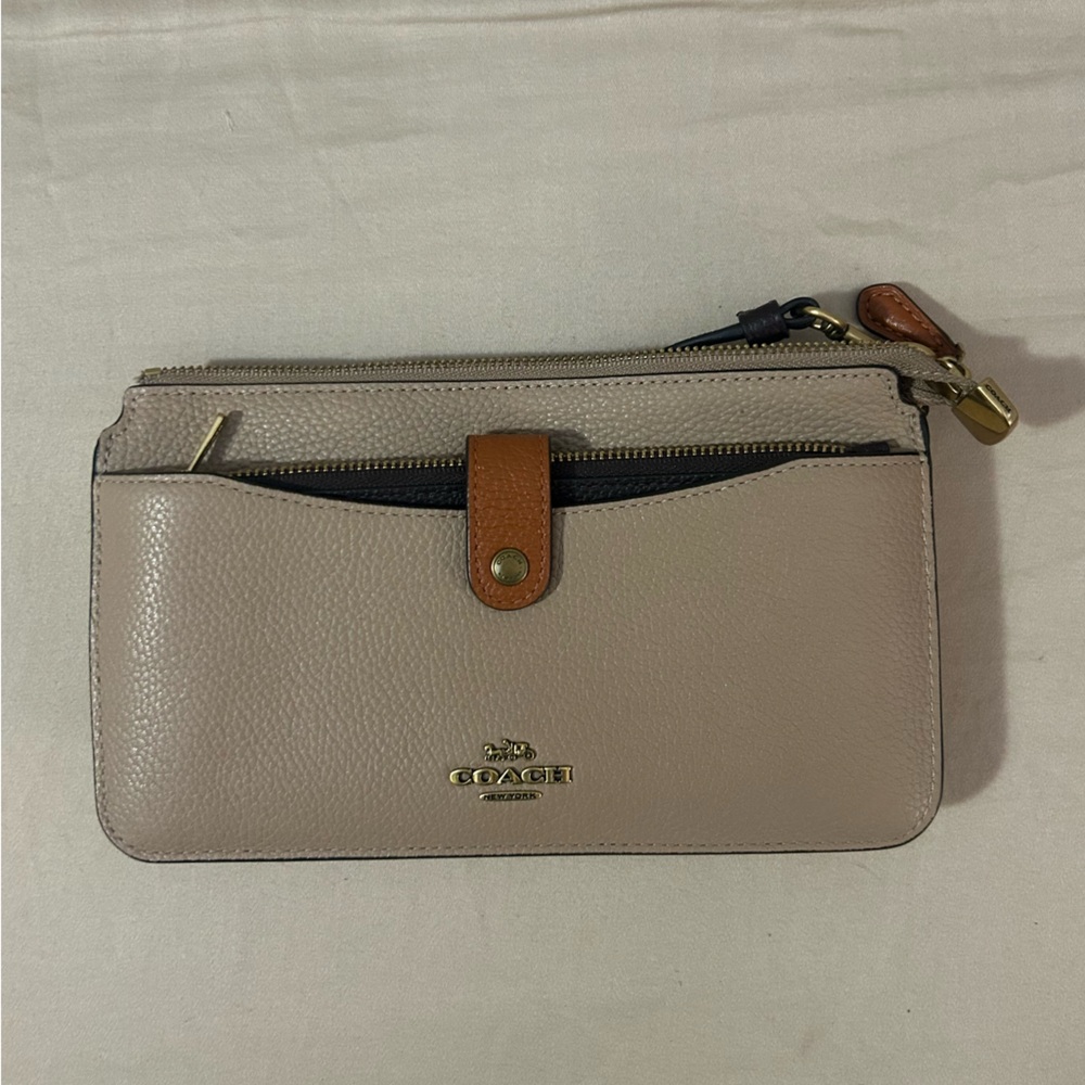 Coach Tan Leather Zip Wallet